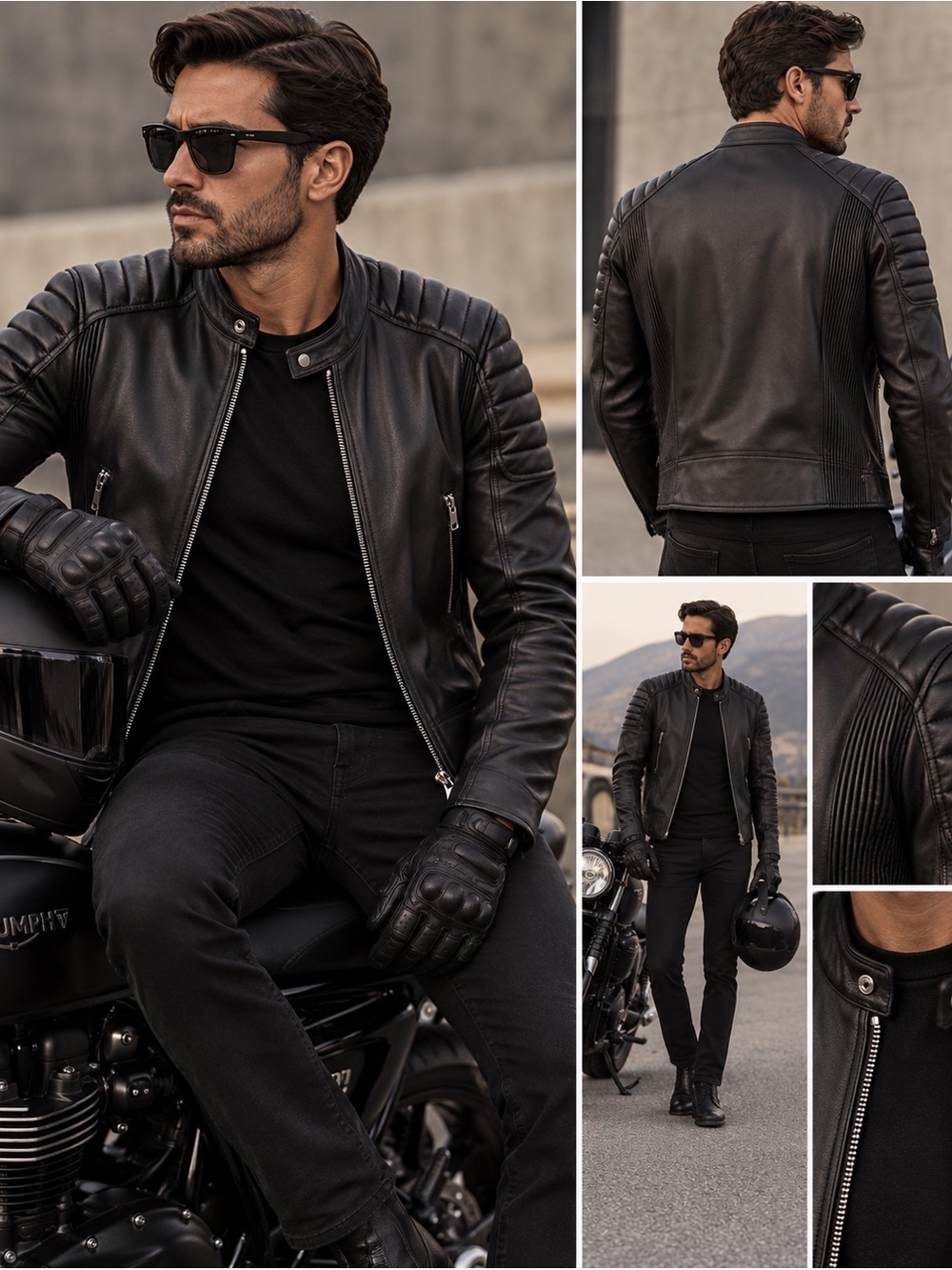 Sandro Black Quilted-Shoulder Leather Jacket SANDRO
Lambskin Biker Jacket